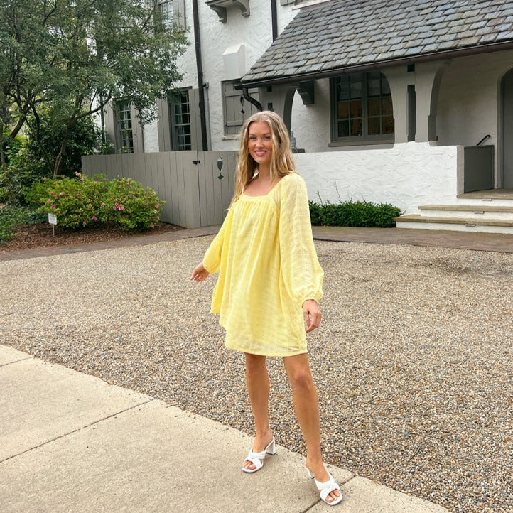 yellow long sleeve dress